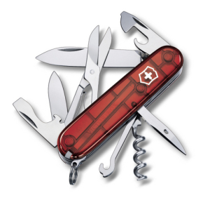 1.3703.T Victorinox Climber Red tranlucent Нож складной 91мм 14 функций