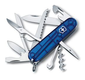 1.3713.T2 Victorinox Huntsman Blue translucent Нож складной 91мм 15 функций