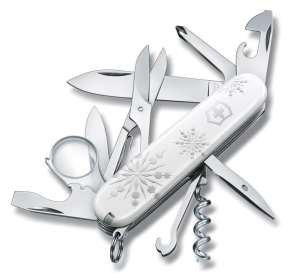 1.6703.77 Нож перочинный Victorinox Explorer White Christmas SE 2017, 91 мм, 16 функций, лезвие и инструменты из нержавеющей стали, рукоять из белого пластика