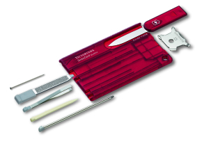 0.7200.T Victorinox SwissCard QUATRO, Ruby translucent Швейцарская карта