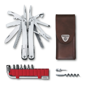 3.0235.L Мультитул VICTORINOX SwissTool Spirit X Plus, 105 мм, 210 г, 35 функций, нержавеющая сталь, в комплекте кожаный чехол